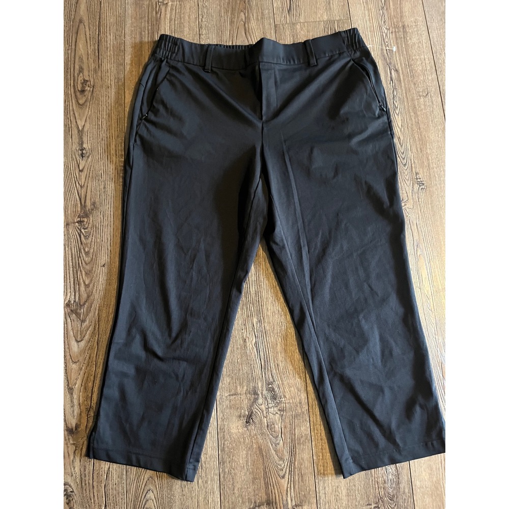Lands End Womens XL 18 Black Active Crop Pants Zipper Pockets Golf Travel